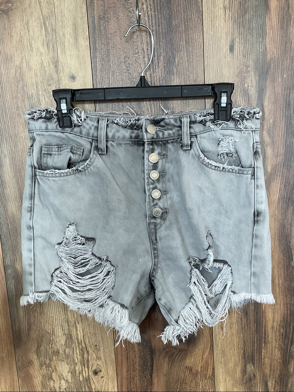 Vervet High-Rise Distressed Button Fly Denim Jean Shorts M       167B